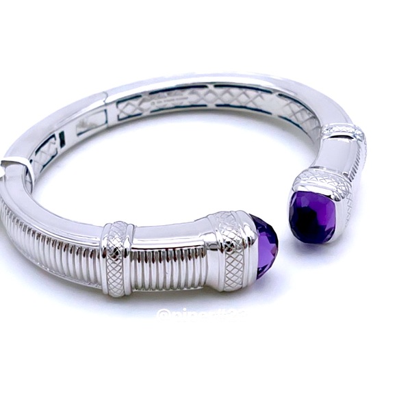NWT Judith Ripka Cassandre Hinged Sterling Silver Cuff with Amethyst Gemstones - Picture 2 of 16